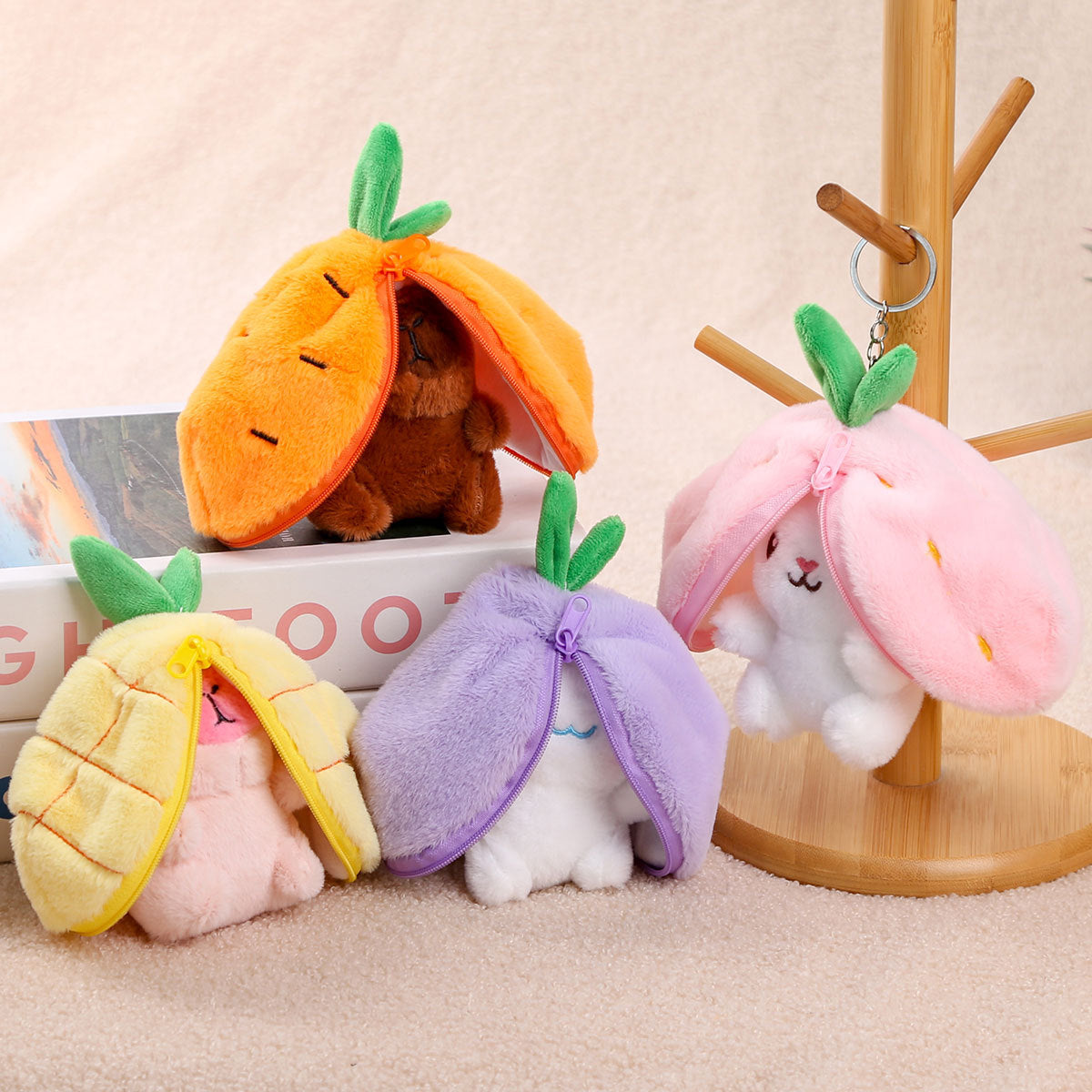 Kapibala Doll Fruit Bag Transforms Into A Little Rabbit Pendant Plush Toy Doll Bag Pendant Keychain