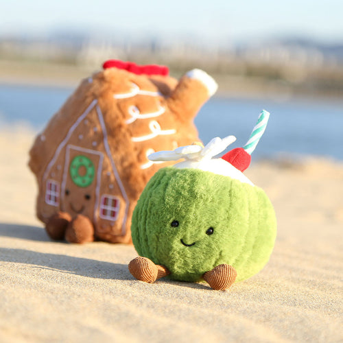Fun House Coconut Teapot Cute Cartoon Plush Doll Children'S Toy Ornament Christmas Small Decorative Gingerbread House