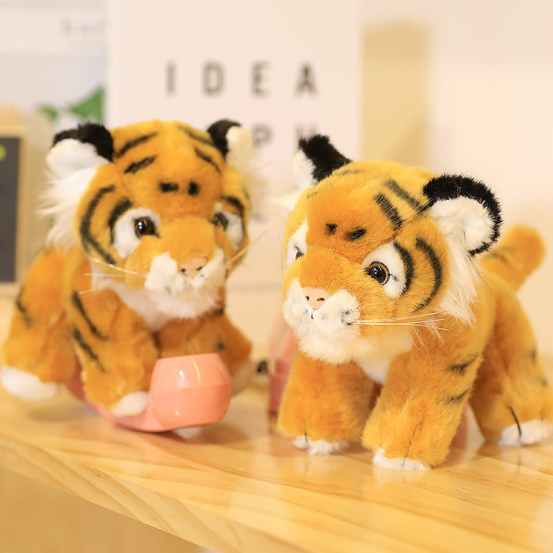 Simulation Little Tiger Doll Plush Toy Cute Siberian Tiger Small Pendant Doll Zodiac White Tiger Cloth Doll Children