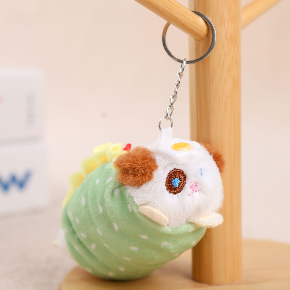Cute Poached Egg Hot Dog Plush Toy School Bag Pendant Doll Keychain Creative Gift Ornament Women Wholesale