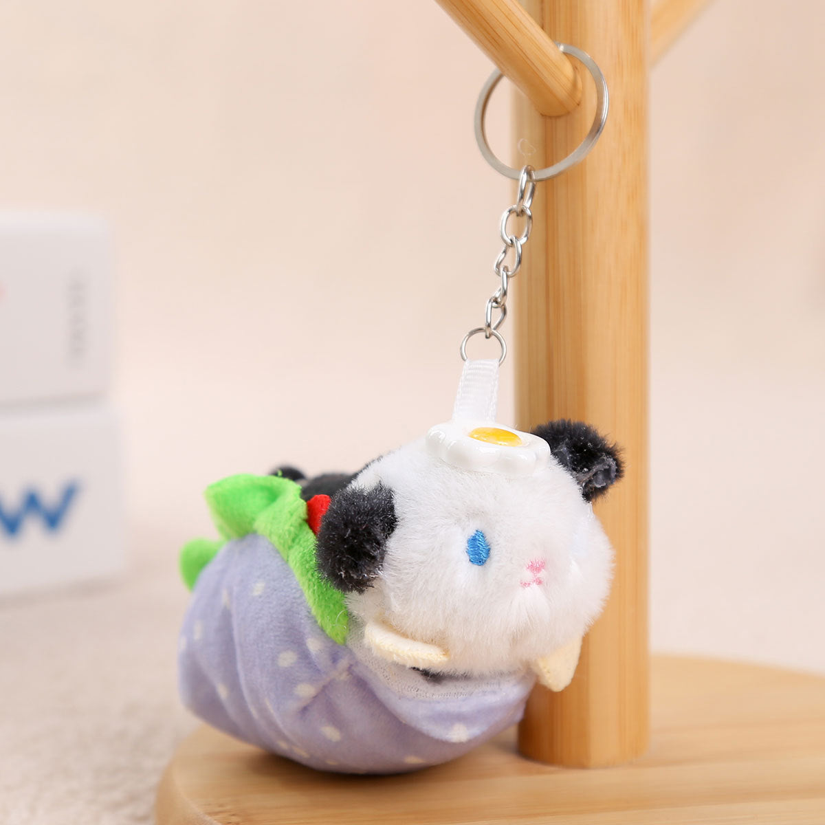 Cute Poached Egg Hot Dog Plush Toy School Bag Pendant Doll Keychain Creative Gift Ornament Women Wholesale