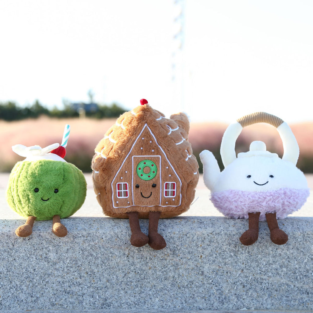 Fun House Coconut Teapot Cute Cartoon Plush Doll Children'S Toy Ornament Christmas Small Decorative Gingerbread House