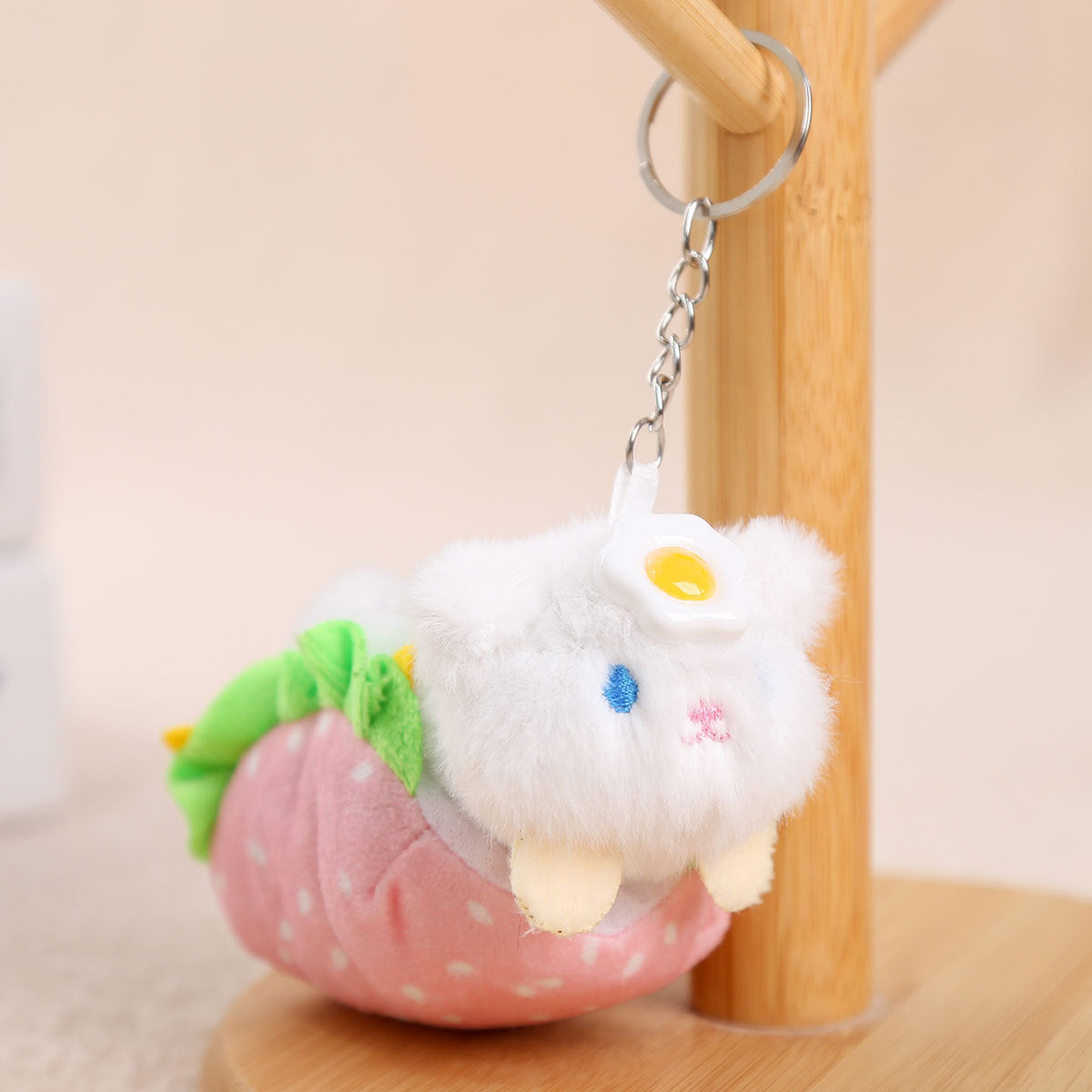 Cute Poached Egg Hot Dog Plush Toy School Bag Pendant Doll Keychain Creative Gift Ornament Women Wholesale